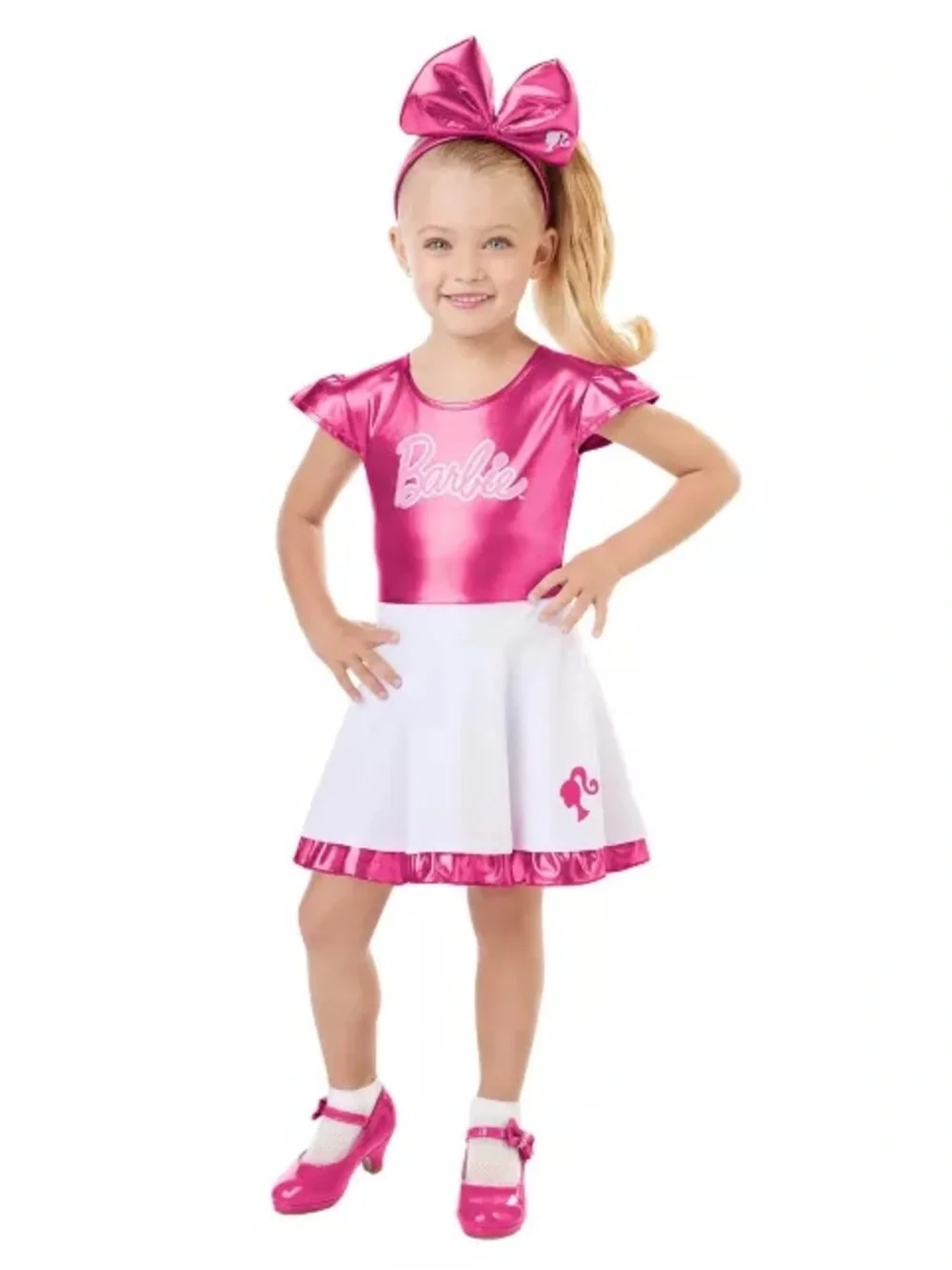 Barbie Girl Halloween Costume Pink Dress, Wig, Headband, Bow & Belt Size 3T/4T